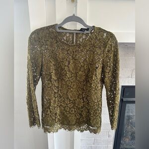 J. Crew Green Fitted lace Blouse| size 00